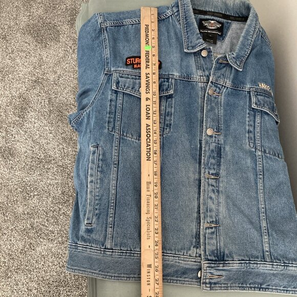 Men's HARLEY-DAVIDSON Motorcycle Denim Jean Jacket 100% Cotton Size 3XL Sturgis - Picture 13 of 16